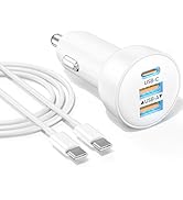 3-Port USB C Car Charger for iPhone 17/Air/16/16e/15 Pro Max Plus, 70W Fast Charging USB-C&amp;A Car ...