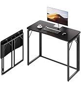 JOYMOOP Black 31.5" Folding Desk, No Assembly Small Foldable Desk for Home, Office, Wooden Top Fo...