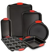 Baking Pan 6 Piece Set Nonstick Carbon Steel Oven Bakeware Kitchen Set with Silicone Handles, Coo...