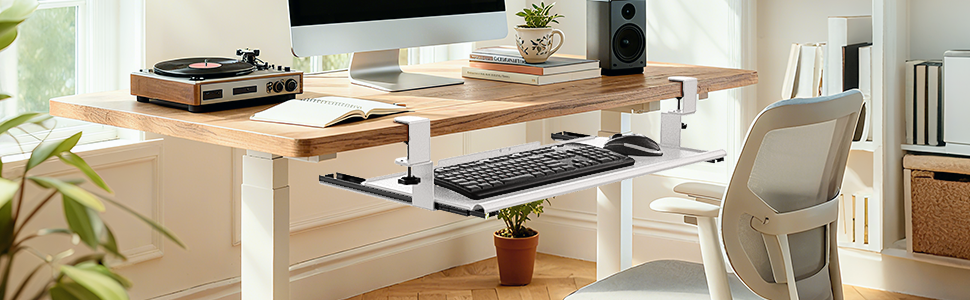 keyboard tray under desk
