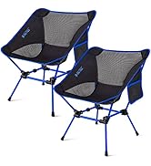 G4Free 2Pcs Folding Camping Chairs, Ultralight Compact Backpacking Folding Chairs Lawn Chairs Hea...