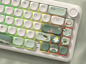 dagaladoo PBT Keyboard Keycaps, Beige/Green MOA keycaps,Spring Tea
