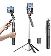 4-in-1 Multifunctional Magnetic Selfie Stick, 360°Rotation Phone Stand with Wireless Remote for i...