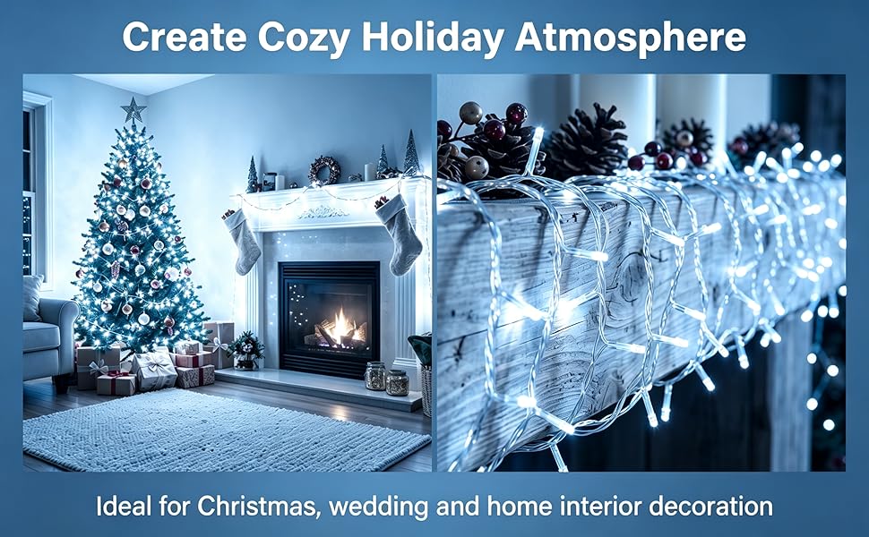 Cozy holiday cool white LED fairy lights for Christmas, weddings, and home interior decoration