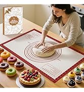 Non Stick Pastry Mat for Rolling Dough Fondant Pie Crust, Macaron Silicone Baking Mat for Mat Ext...