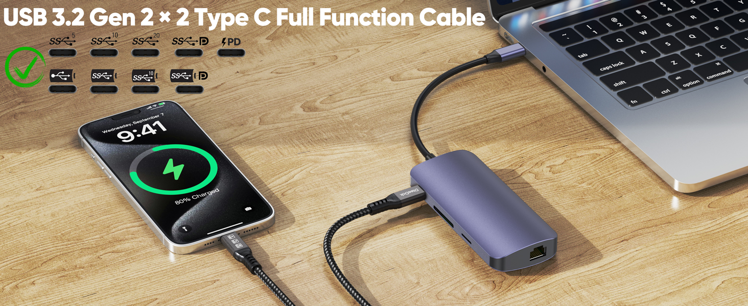 USB 3.2 Gen 2 × 2 Type C Full Function Cable
