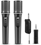Wireless Microphones, 5-level Volume Adjustment, Dual Handheld Dynamic Mic with Dynamic Ambient L...