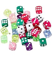 DICOSMETIC 36Pcs Dice Pendants Resin Dice Charms 23x19mm Mini Dices Charms Bulk Opaque Dangle Cha...