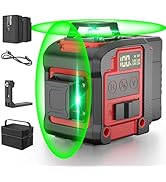 8 Line Laser Level 2×360° Leveling Green Laser Self Level Tool,200ft 2D Green Line Cross for Leve...