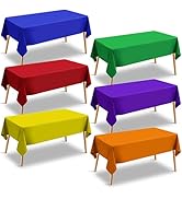 Gegraterwa Plastic Table Cloth Disposable 6Pcs Tablecloths Colorful Rectangle Table Covers for Bi...