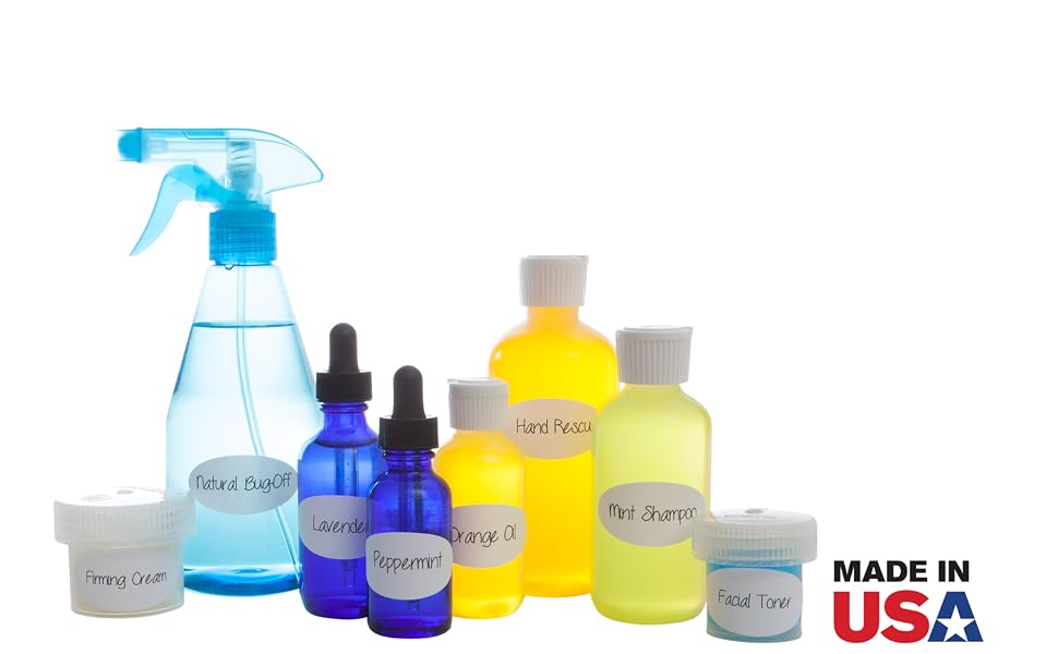 Waterproof labels for beauty bottles essential oils Do It Yourself Made in the USA