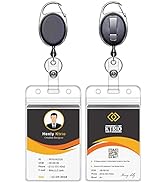 KTRIO 2 Pack Retractable ID Badge Holder with Clip Badge Reels, Clear ID Card Holder with 24" Pul...