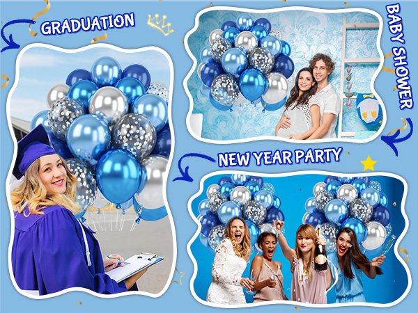 silver blue balloons
