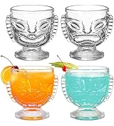 TOPZEA 4 Pack Tiki Glasses, 14 oz Clear Tiki Mug Set Modern Bar Cocktail Glass, Hawaiian Luau Par...