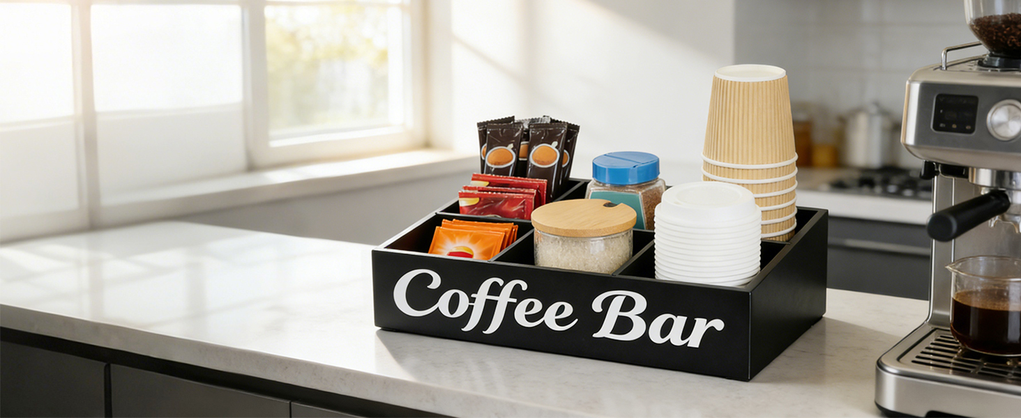wood coffee bar organizer