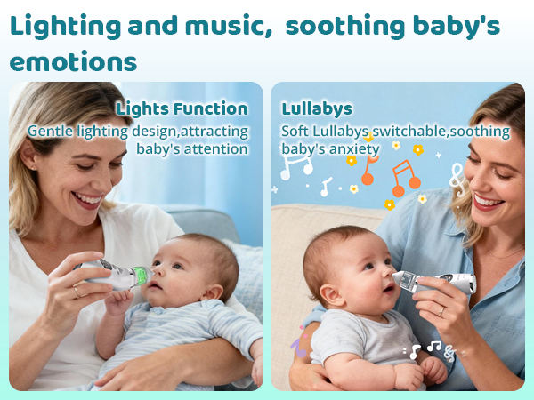 baby sleeping with music and light nose sucker phone