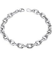 ChainsHouse Stainless Steel Cable Chain Link Bracelet for Men Women, 7mm/9mm/12mm Width, 7.5"/8.3...