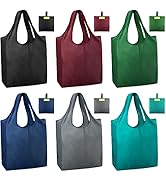 BeeGreen Reusable Grocery Bags Set of 6, Reusable Shopping Xlarge 50LBS Collapsible Bags with Pou...