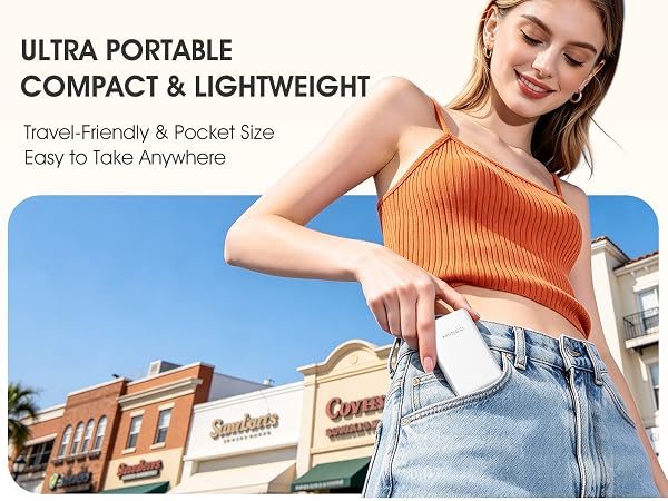 5000mah Ultra Slim Power Bank Pocket Size Mini Portable Charger Travel Essential Phone Charger