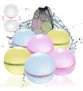 TIZIKCON Reusable Water Balloons, 6 PCS Silicone Water Bomb Self Sealing Quick Fill, Pool Beach T...