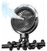 SWEETFULL Misting Stroller Fan – Portable Baby Fan with Spray Cooling, 4 Speeds, Quiet Rechargeab...