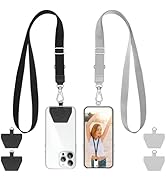 SS Phone Lanyard, 2× Adjustable Phone Neck Strap, 4 × Phone Patches, Universal Multifuctional Cel...