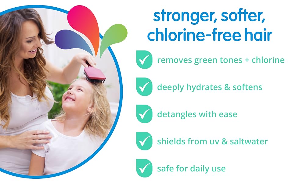 Chlorine-free haircare for kids that detangles, hydrates, and removes green pool tones