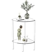 Eglaf Acrylic Triangle End Table - 2 Tier Corner Side Table - Small Corner Table for Living Room,...