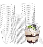 Qeirudu 50 Pack 5 oz Dessert Cups with Lids and Spoons - Plastic Pudding Cup Small Parfait Shoote...