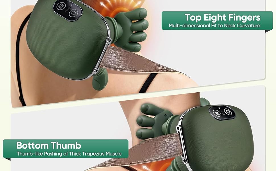 Neck Massager with Heat,for Pain Relief, Deep Tissue Massage, Green