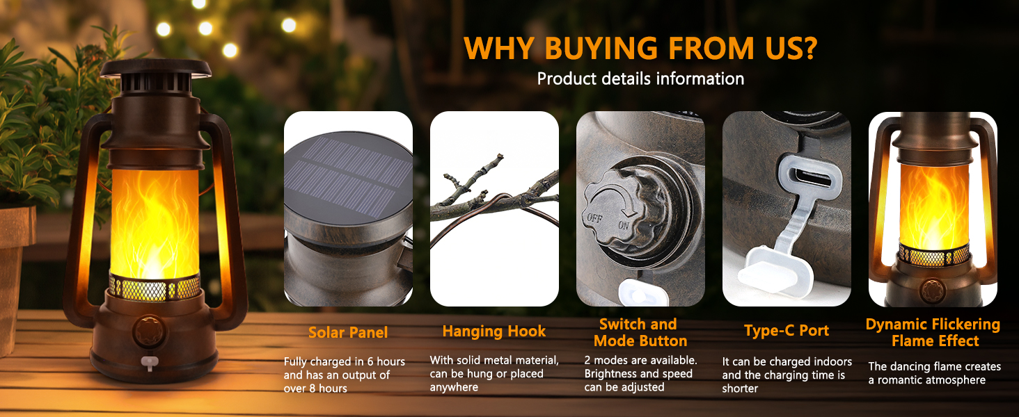 Solar &amp;amp; Battery Powered Lantern Outdoor Lights