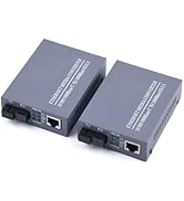 WSOLDMA A Pair Gigabit Fiber Media Converter, Single Mode Fiber to Ethernet Converter, SC to RJ45...