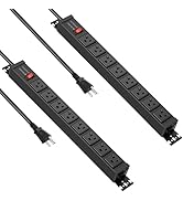 JUNNUJ 20 Amp Power Strip Heavy Duty 2 Pack, 4800J Surge Protector Metal Power Bar Multi Angle Mo...