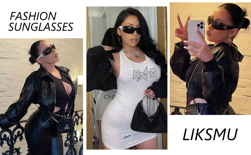 liksmu wrap around fashion sunglasses star sunglasses y2k