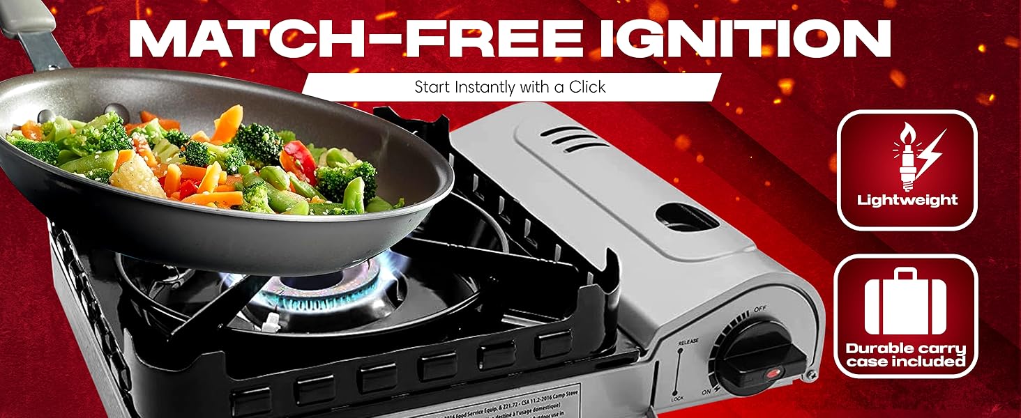 15,000 BTU Output Portable Butane Camping Stove by Chef Master