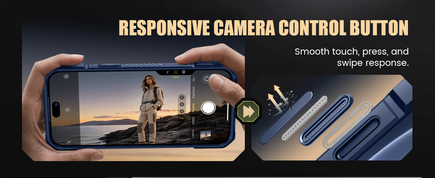 Built-in camera control buttons that are sensitive and responsive