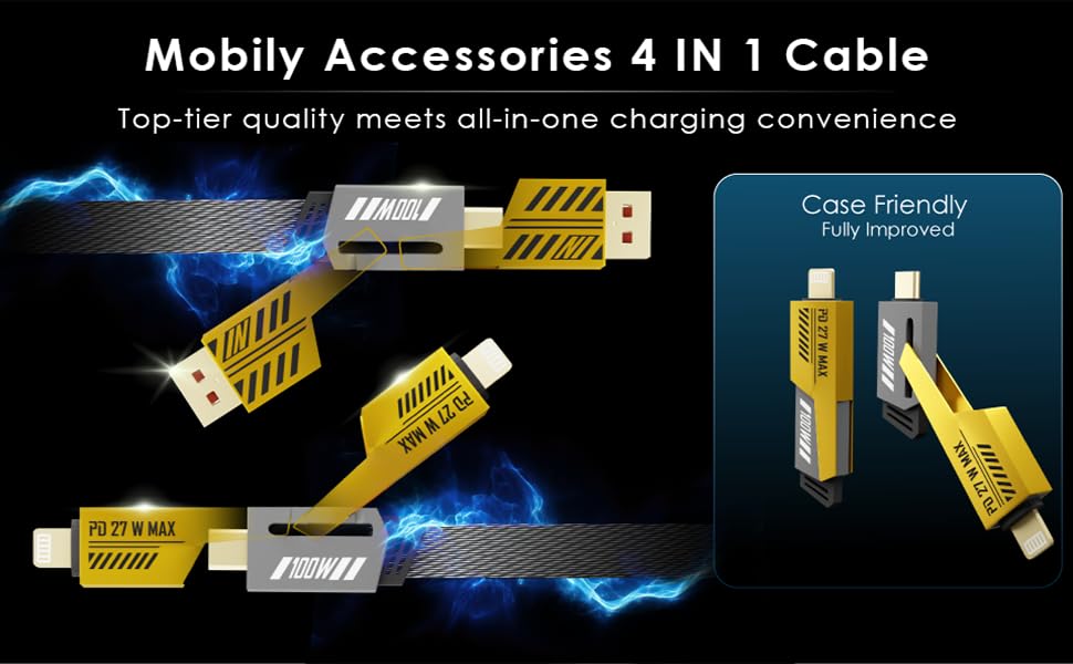 4 in 1 charging cable fast usb c to lightning universal phone data reciprocal usb-c cord line multi