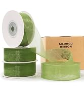 Mlurcu Sage Green Ribbon Sheer Organza Ribbon 1 Inch x 75 Yds Light Green Ribbon Clear Sage Chiff...