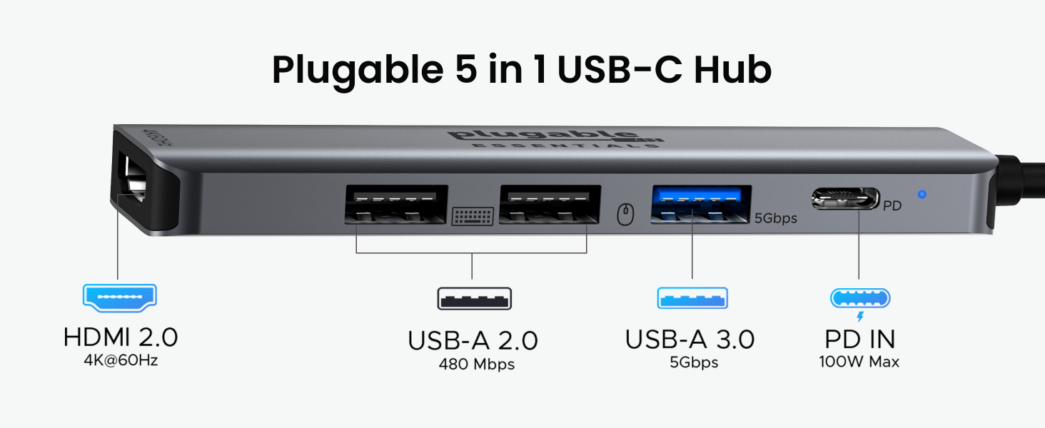 Plugable 5 in 1 USB-C Hub