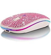 Attoe Bluetooth Mouse,Bling Dazzling 2.4GHz Rechargeable Wireless Mouse Slim Mouse with USB Recei...