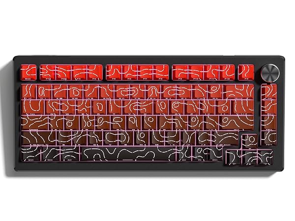 womier Red Black Topographic keycaps Line Backlit keycaps Shine Through Keyboard Keys Side Printed