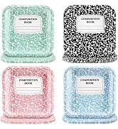 AnyDesign Composition Notebook Paper Plates Disposable Plates Green Black Pink Blue Decorative Pl...