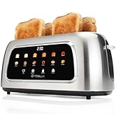 Tesslux 4 Slice Toaster with Touch Screen - 1.5" Wide Long Slots for Artisan Bread - Digital Time...