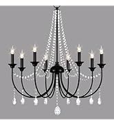 BesLowe 8-Light Black Crystal Chandelier, Modern Farmhouse Chandeliers for Dining Room Light Fixt...