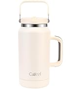Cafezi 64 oz Leak-Proof Insulated Tumbler with Flip Straw Lid - Sweat-Free, Top and Side Handle, ...
