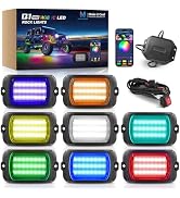 MICTUNING Q1 MAX RGB+IC Rock Lights 8 Pods Kit, 192 Beams 1000% Brighter Chasing Dreamcolor Under...