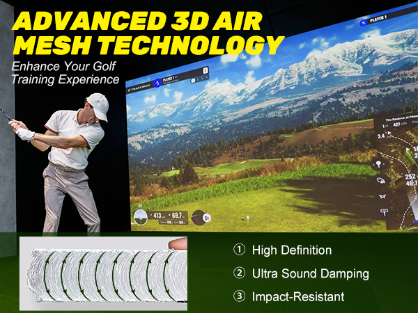 3D Air Mesh Golf Simulator Impact Screen