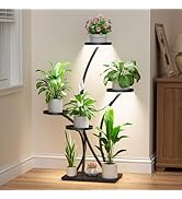 BACEKOLL Plant Stand Indoor with Grow Lights - Plant Shelf Tree-Shaped, Lighted Corner Plant Stan...