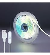 WMSDGZAI cob led Strip Light USB,6000K White,6.56ft Flexible Self-Adhesive 5V led Lights for TV,C...