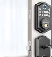 AkaGear Keyless Entry Door Lock with Handle Set - Fingerprint DeadBolt, Electronic Keypad Deadbol...
